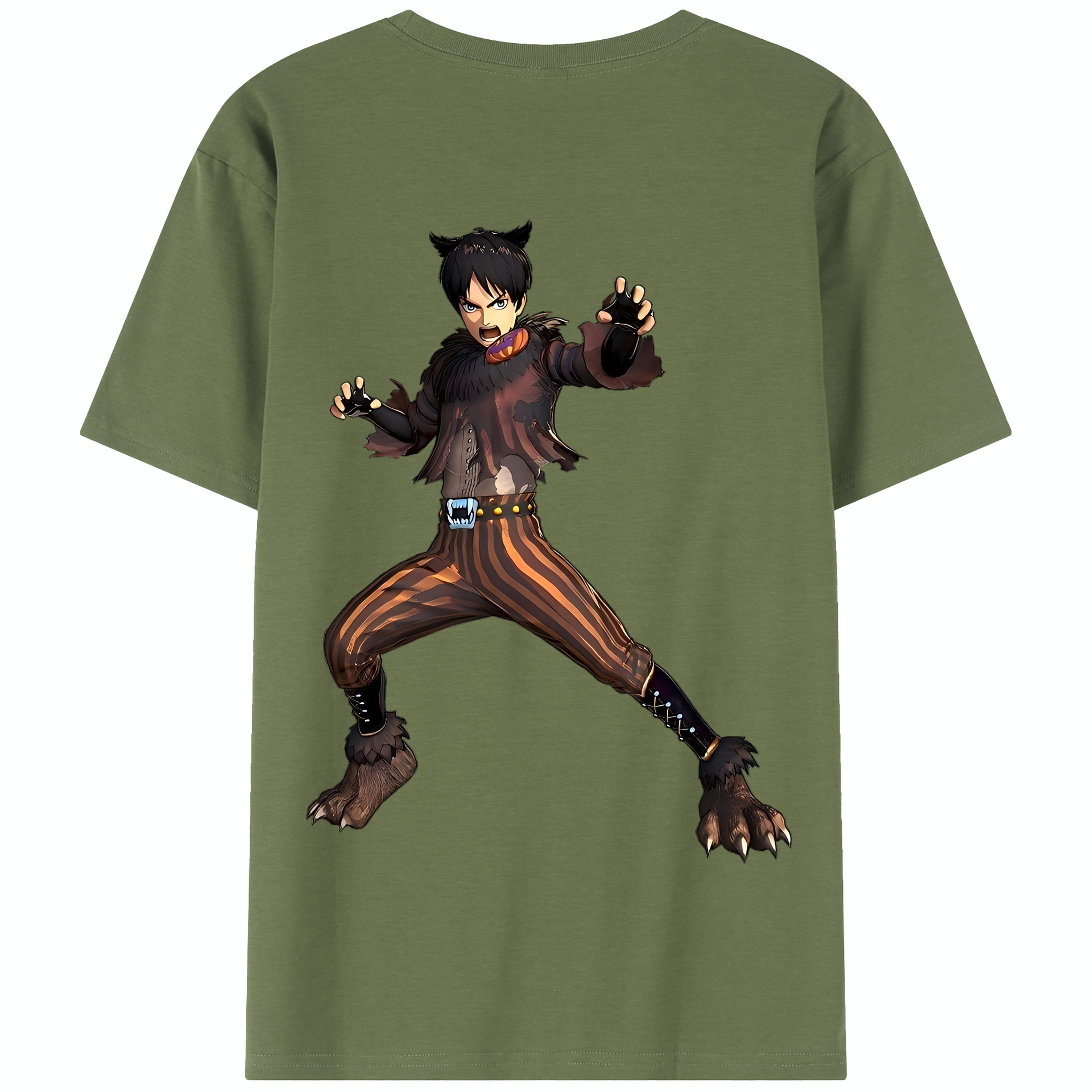 （画像用） 進撃の巨人 エレン･イェーガー Attack on Titan Eren Jäger 綿100％半袖Tシャツ（背面プリント）